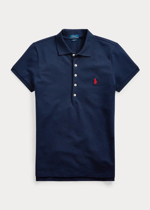 POLO RALPH LAUREN WOMEN'S SLIM FIT STRETCH POLO SHIRT- NAVY